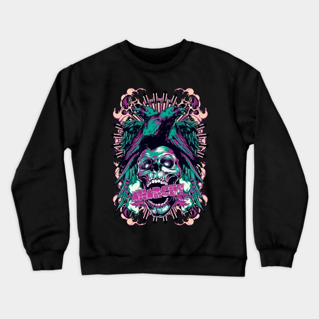 Anarchy Skull Poster Crewneck Sweatshirt by Starquake